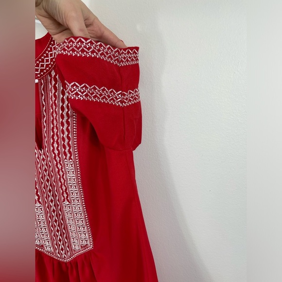 Liesl Women Casual Tops V Neck Short Sleeve Boho Print Shirts Summer Blouses Red - Picture 8 of 14